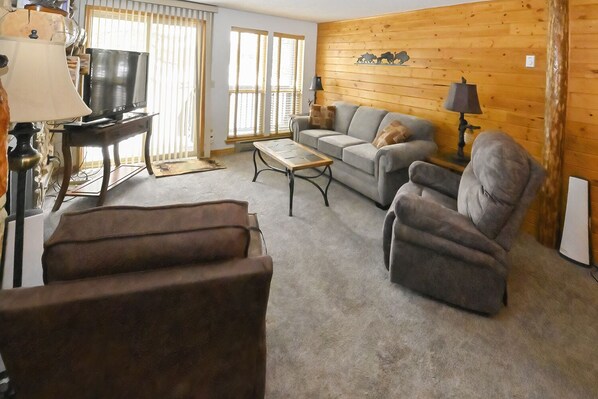 TV, fireplace, DVD player, foosball