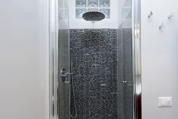 Regadera, secadora de cabello, bidet, toallas