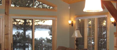 TV, fireplace, DVD player, books