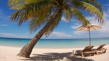 Plage, chaises longues, serviettes de plage
