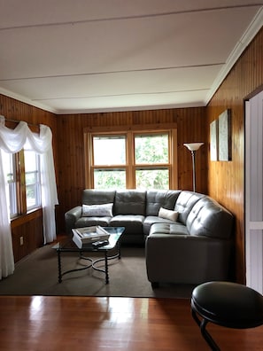 Smart TV, fireplace, DVD player, books