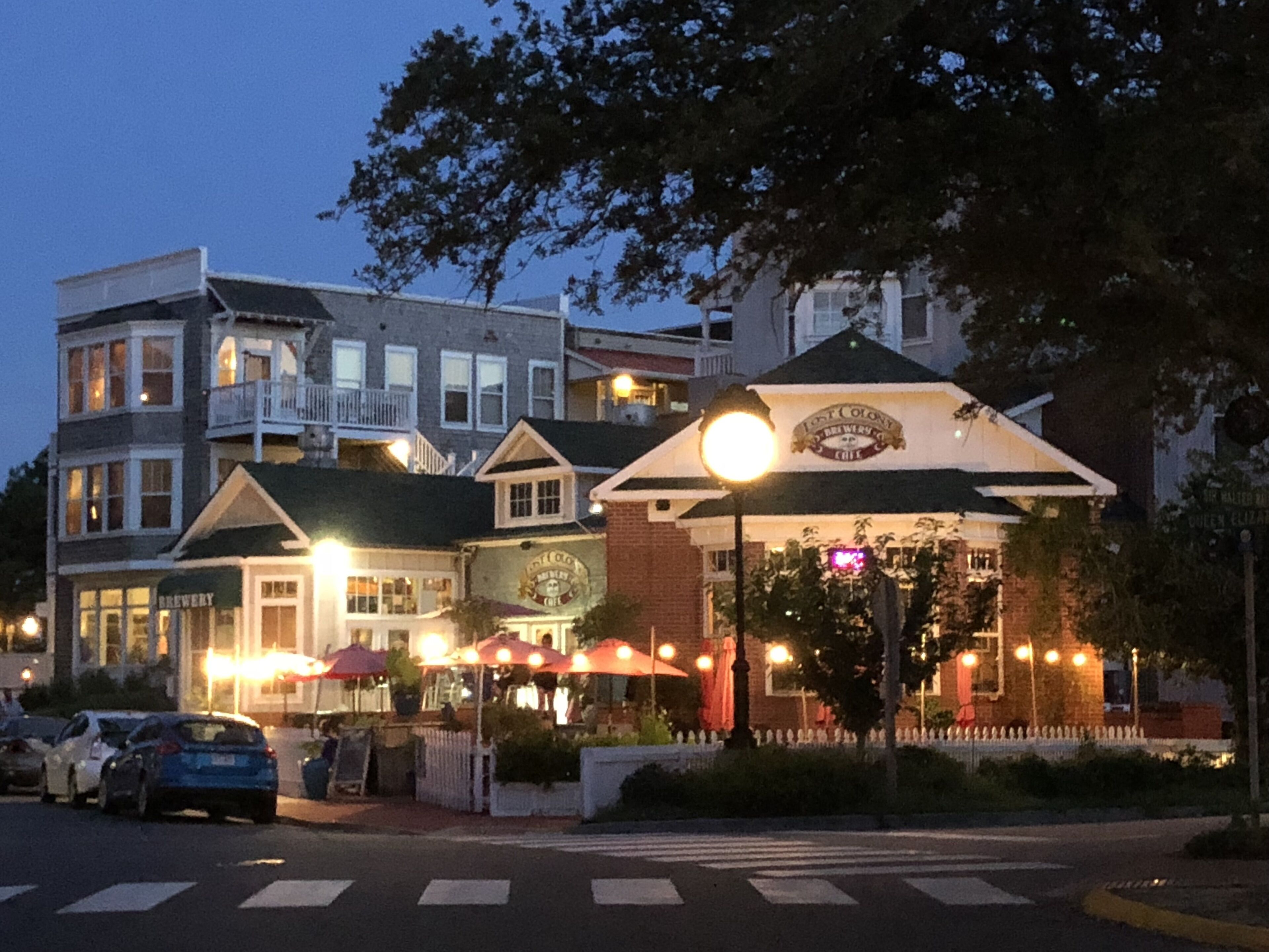 Lost Colony Brewery/Restaurant and shops are located across the street.