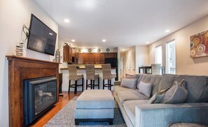 TV, fireplace, DVD player, stereo