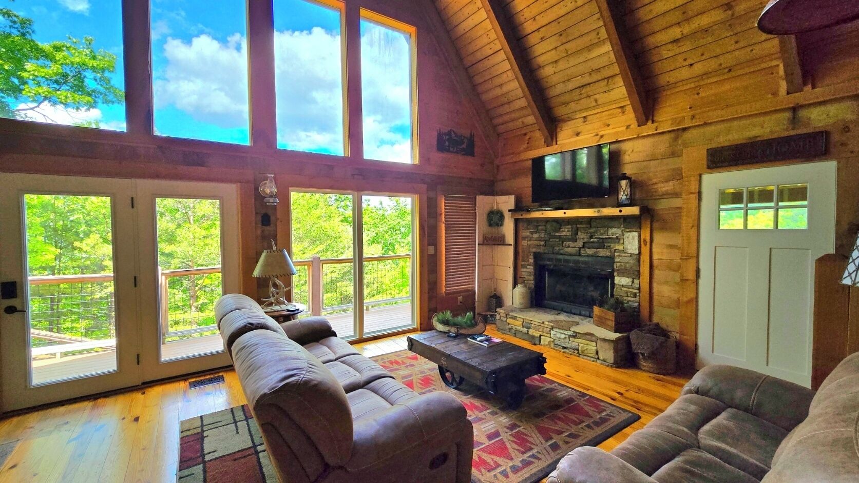 电视、壁炉、DVD 播放器、影片库