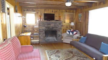 Smart-tv, dvd-afspiller, bøger, videobibliotek