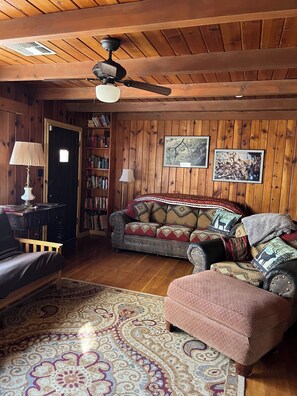 Smart TV, DVD player, books, video library