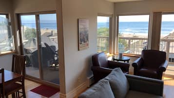 Smart TV, fireplace, DVD player, books