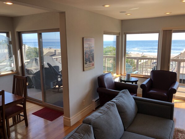 TV connectée, cheminée, lecteur de DVD, livres