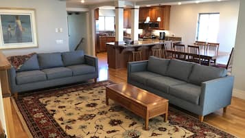 Smart TV, chimenea, reproductor de DVD y libros