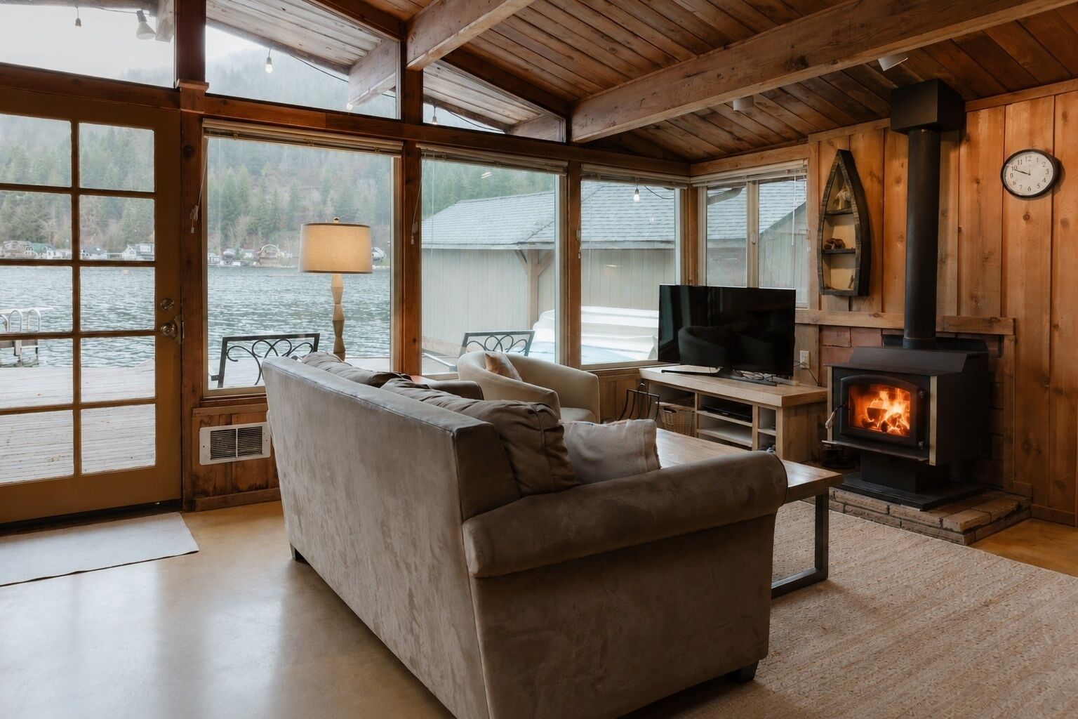 TV, fireplace, video games, DVD player