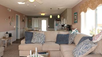 Smart TV, DVD player, books, video library