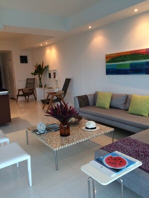 TV, books, video library, stereo