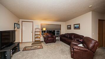 TV, DVD player, books, video library