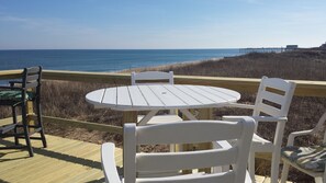 Outdoor dining - OCEANFRONT☆One level living w/ramp access to house & dune deck. Walk to dining!  (Kitty Hawk)