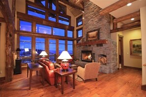 TV, fireplace, foosball, books