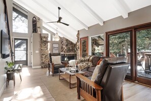 Smart TV, fireplace, video games, books