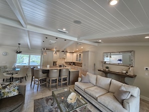 Smart TV, fireplace, stereo