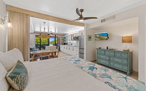 1 bedroom, in-room safe, desk, iron/ironing board - Sapphire Beach, Beach Level Condo, B Bldg, Bella Mar, Remodeled 2025, Generator (St. Thomas)