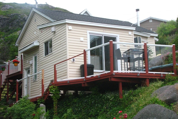 Walking up the path from the wharf.