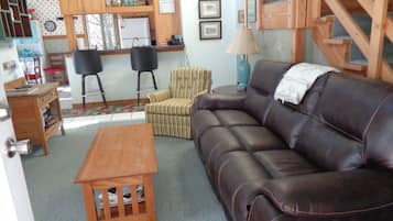 Älytelevisio, takka, DVD-soitin, kirjoja