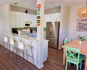 Fridge, microwave, oven, stovetop - 'YellowFin' Orange Beach House with Boat Dock & Launch on Bay, Beach Nearby (Orange Beach)
