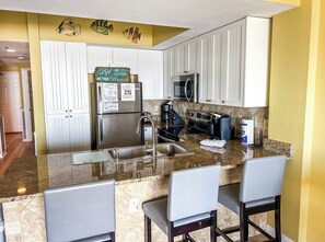 Fridge, microwave, oven, stovetop - Tidewater 507 - Gulf Front Unit updated (Orange Beach)