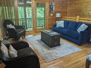 Smart TV, fireplace, video games, DVD player