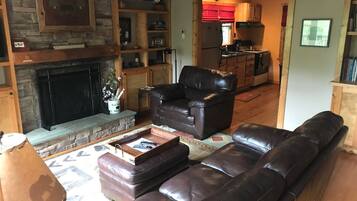 Smart TV, caminetto, libri