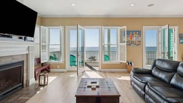 Smart TV, fireplace, DVD player, video library