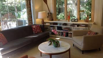 Téléviseur connecté, foyer, lecteur de DVD, livres