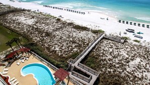 A resort with a beach, a pool area, and a pier. - Relaxin' at The Pearl.
Ocean front condo with direct beach access. (Navarre)