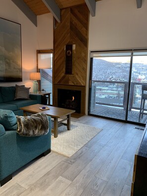 TV, fireplace