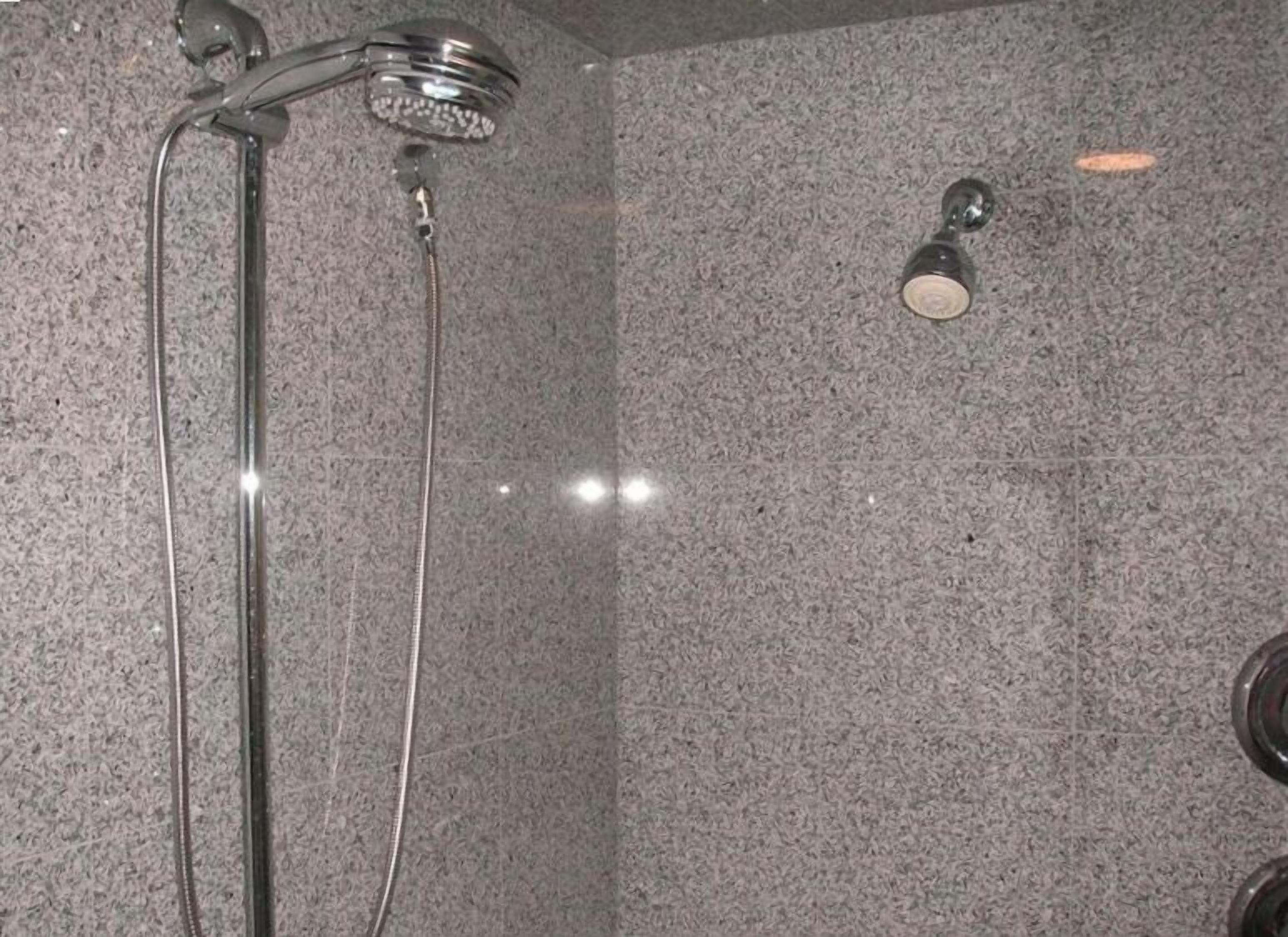 Combined shower/tub, jetted tub, hair dryer, towels