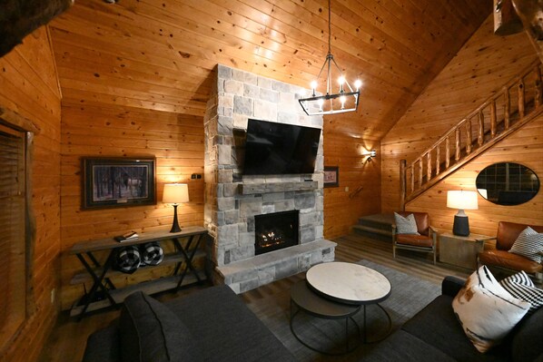 Smart TV, fireplace, video games, books