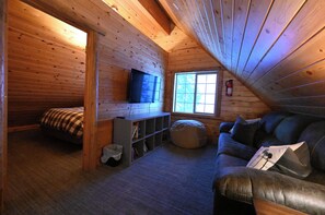 Smart TV, fireplace, video games, books