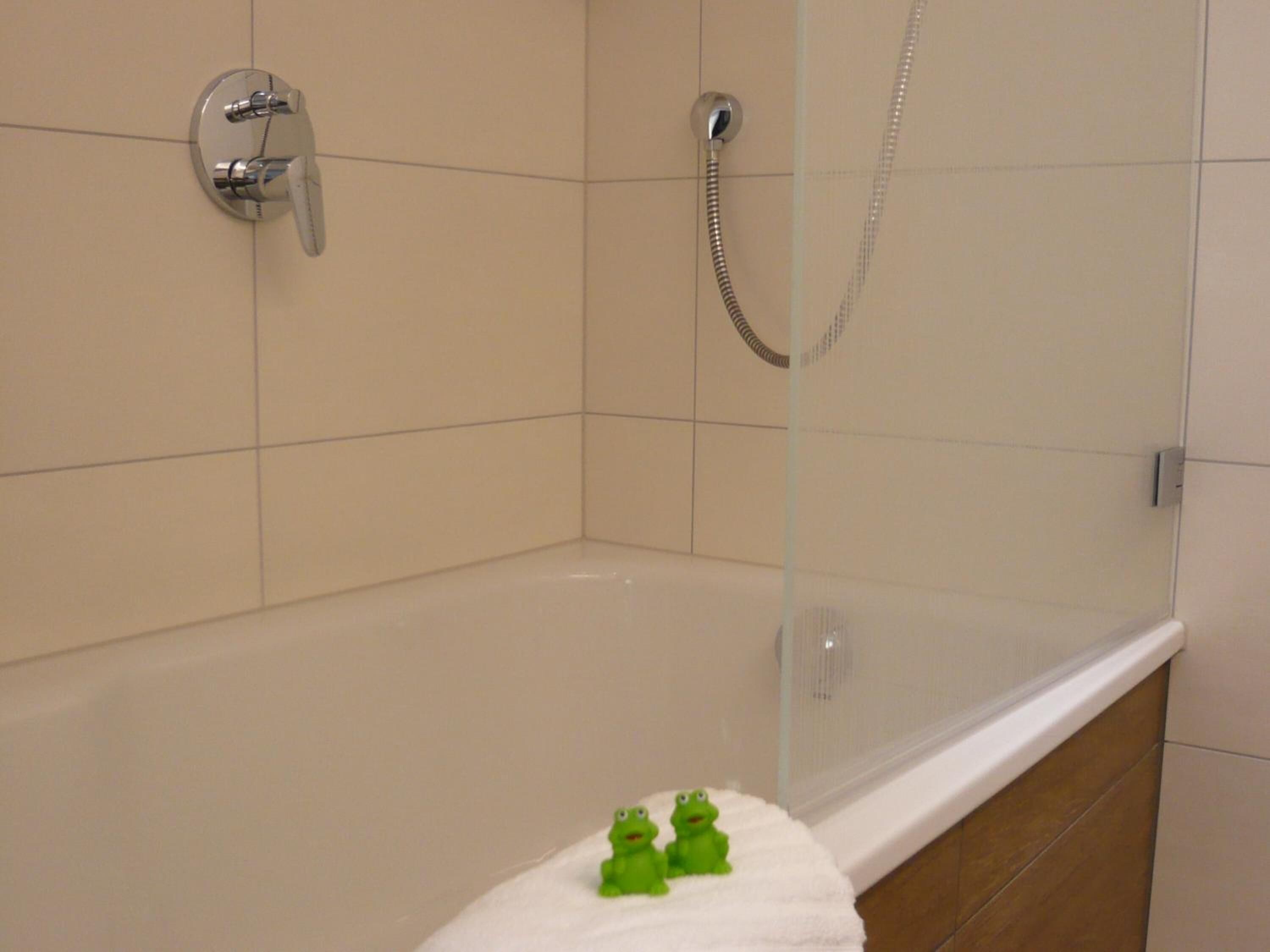 eco-friendly toiletries, hair dryer, towels