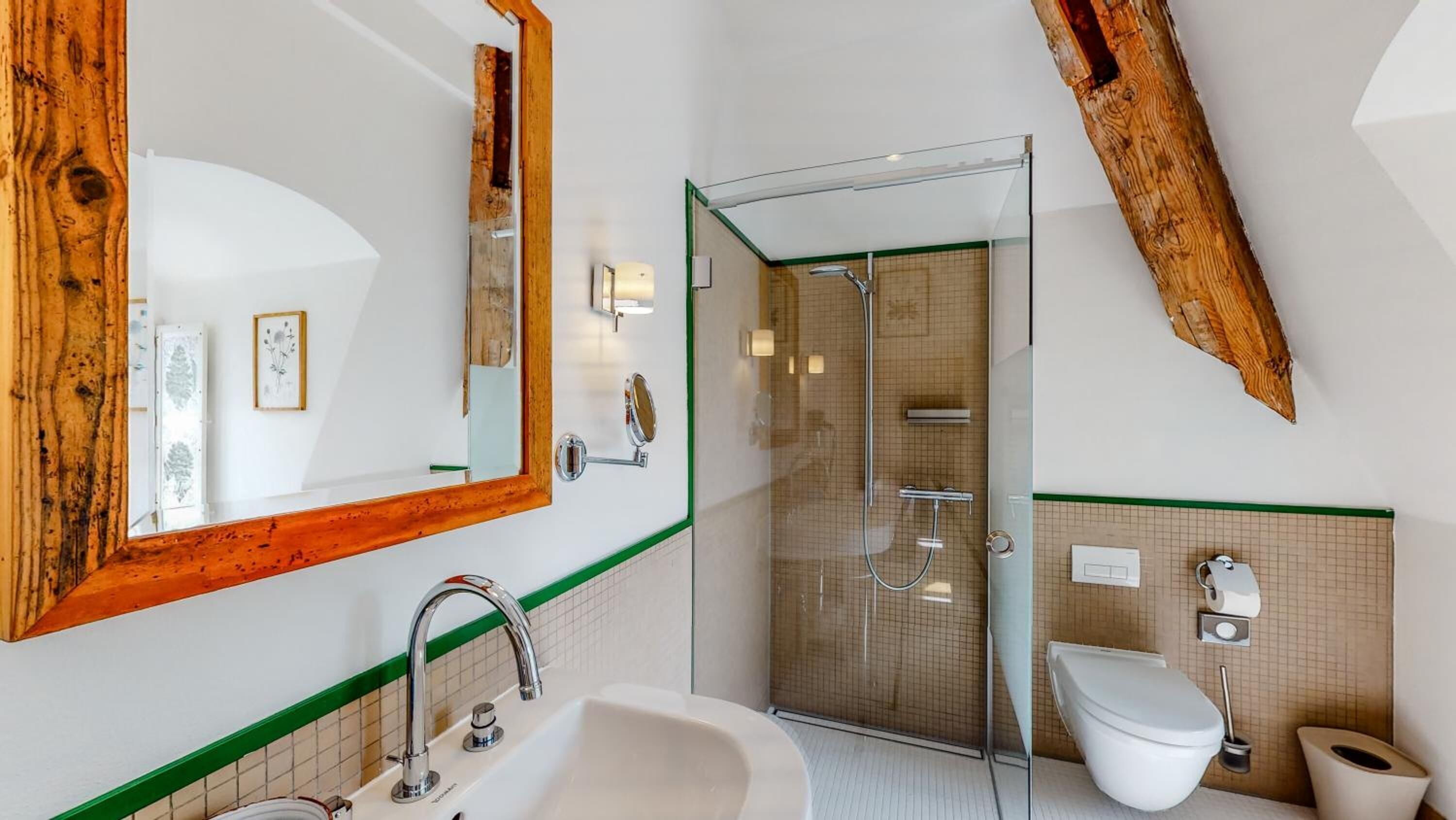 designer toiletries, hair dryer, dressing gowns, slippers