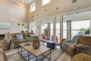 Smart TV, fireplace, video games, DVD player