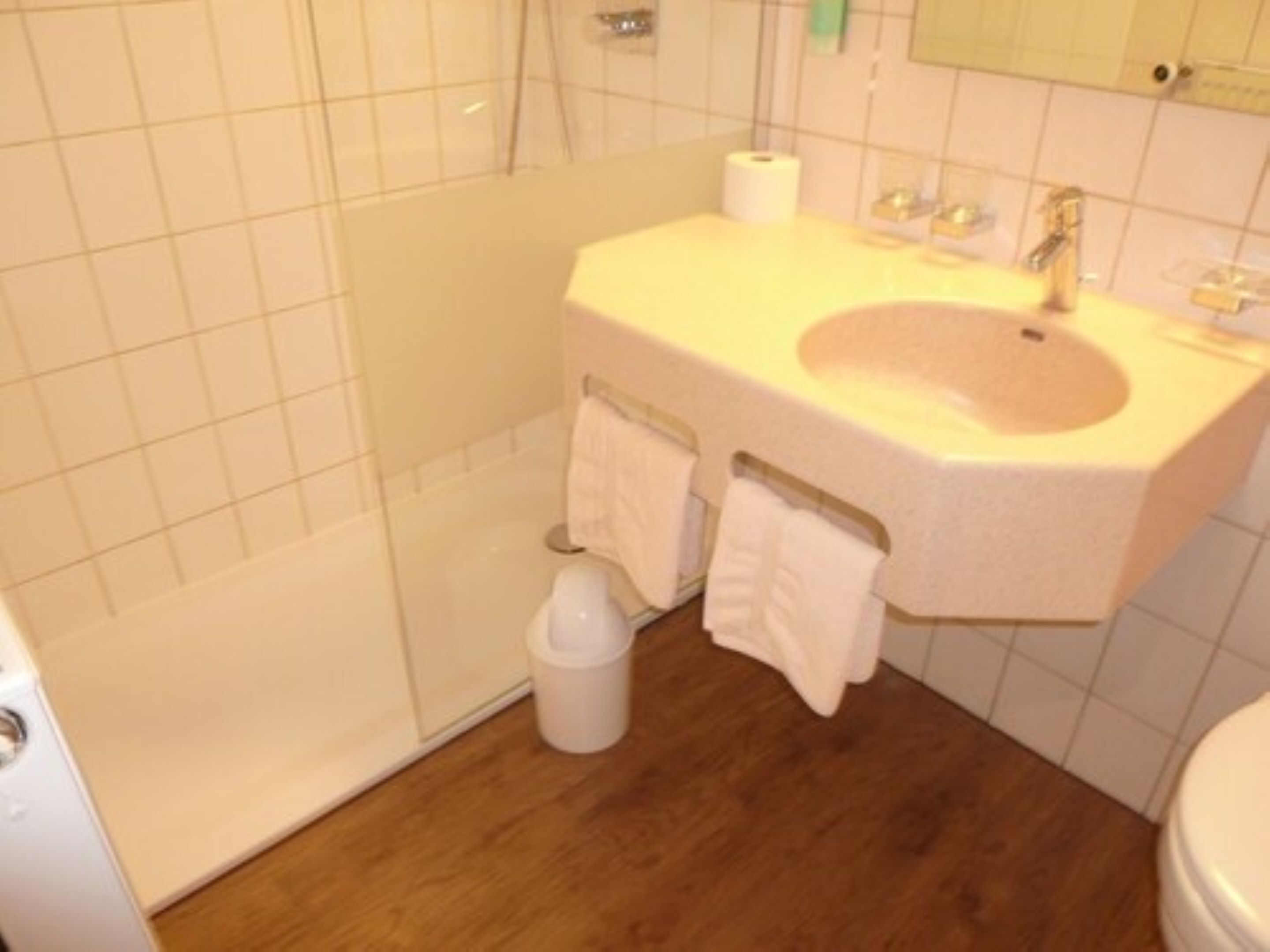 standard double room | bathroom | shower, free toiletries, hair dryer, towels