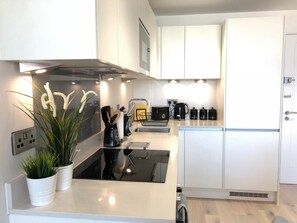 Fridge, microwave, stovetop, dishwasher