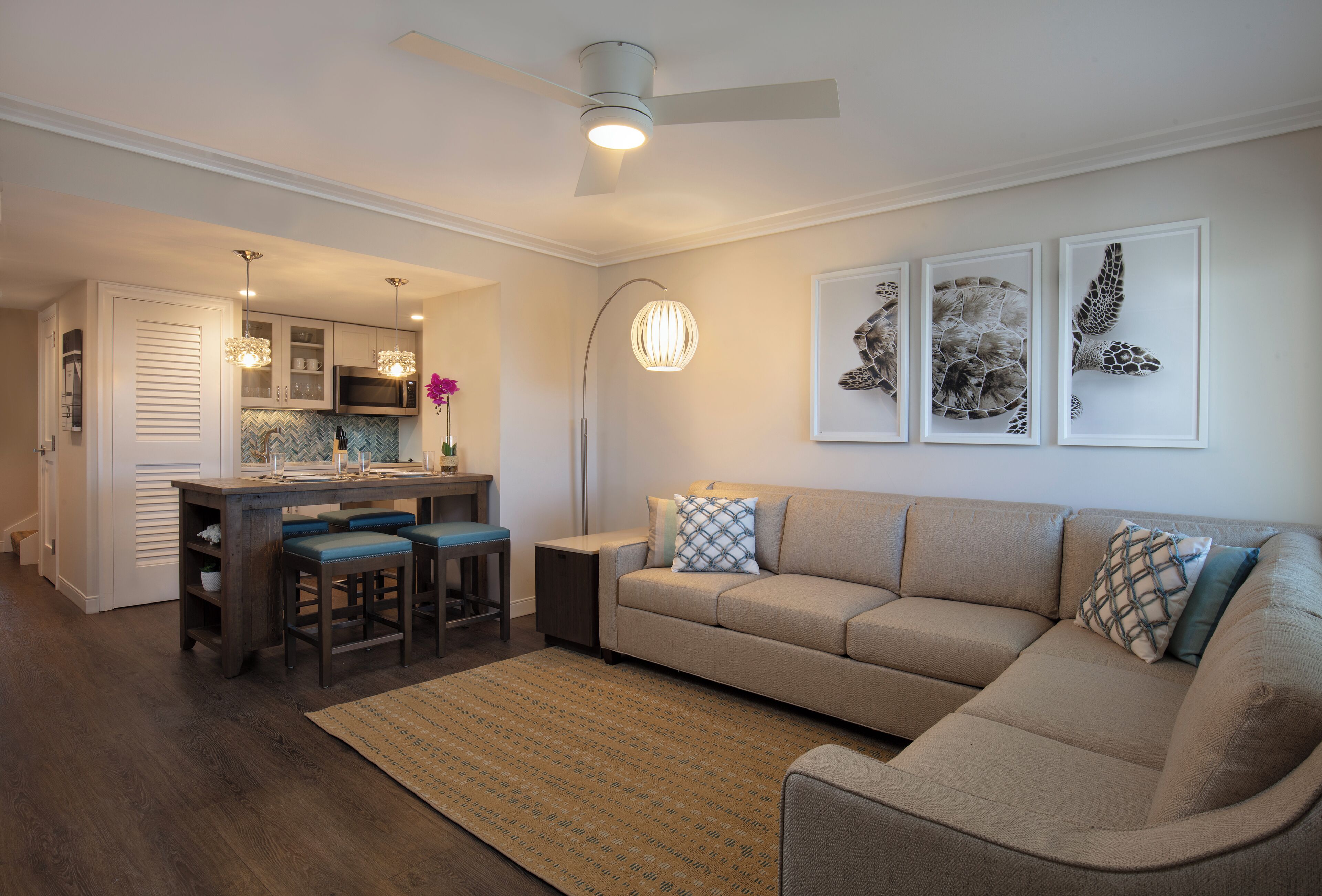 suite, 3 bedrooms, ocean view (2 kings & 2 queens) | living area | 55-inch flat-screen tv with digital channels, tv