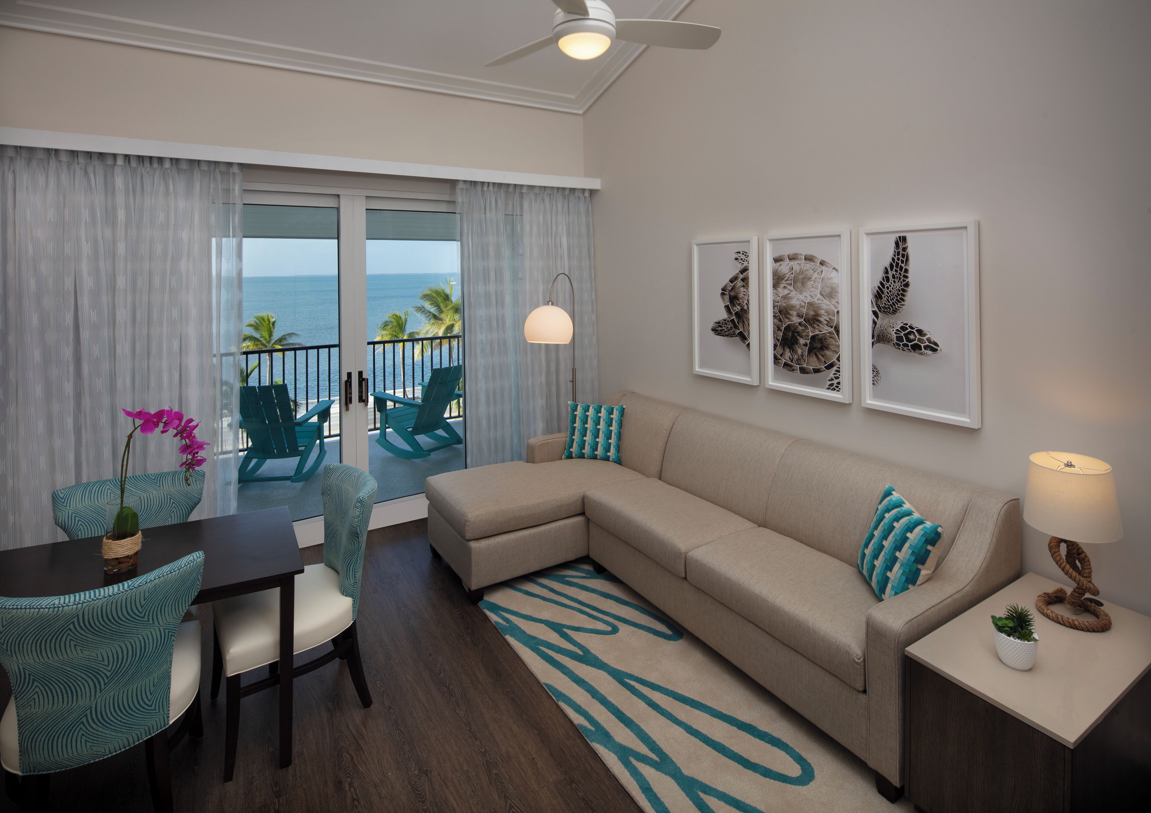 suite, 3 bedrooms, ocean view (2 kings & 2 queens) | living area | 55-inch flat-screen tv with digital channels, tv