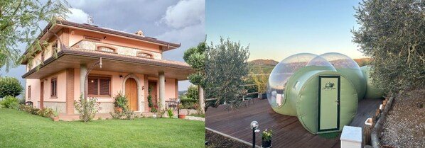 A two-story house with a balcony and a garden. - Villa Ulivi (Filiano)