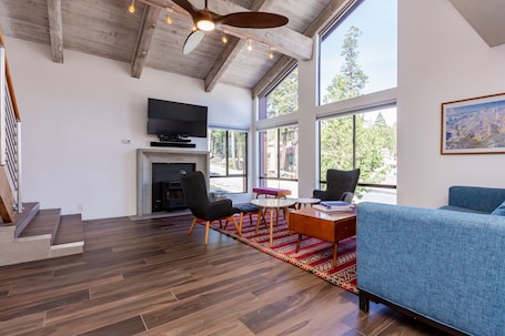 Townhome, 3 Bedrooms (Courchevel #9 Bldg. C) | Living area | Flat-screen TV, fireplace