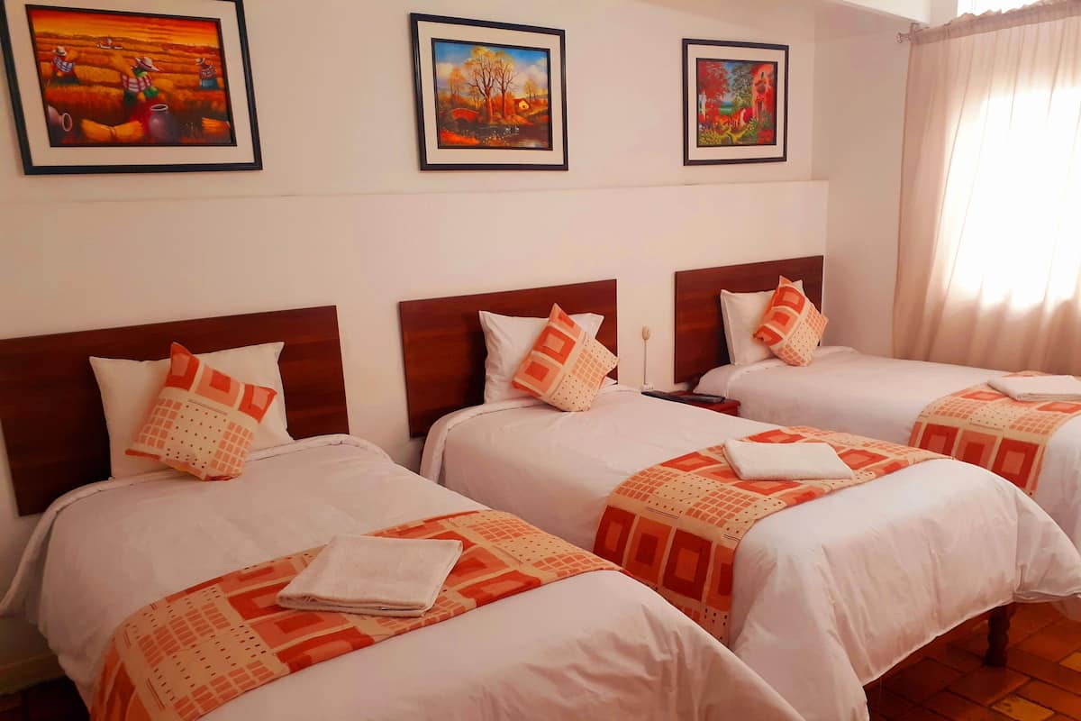 Family Triple Room, 3 Twin Beds, Non Smoking, Private bathroom | Minibar, muebles diferentes y escritorio