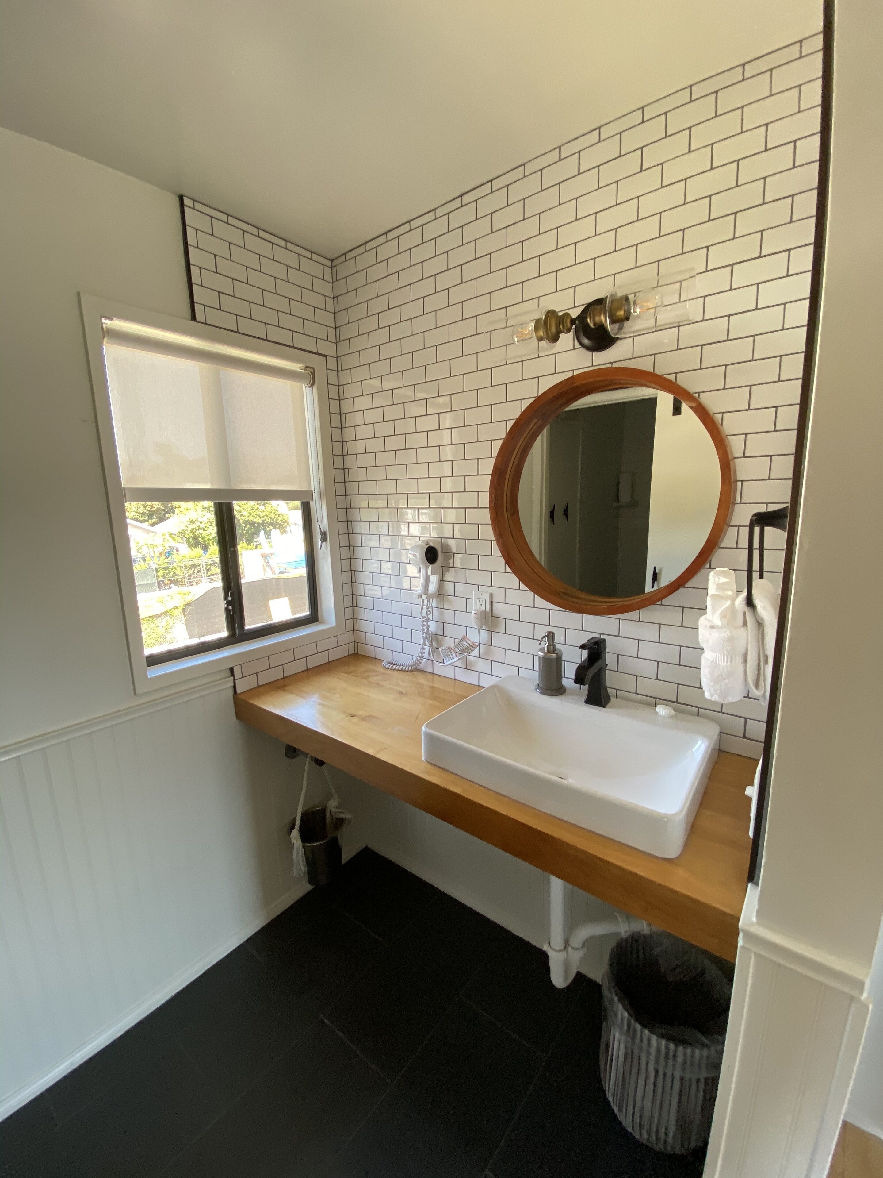 shower, eco-friendly toiletries, hair dryer, towels