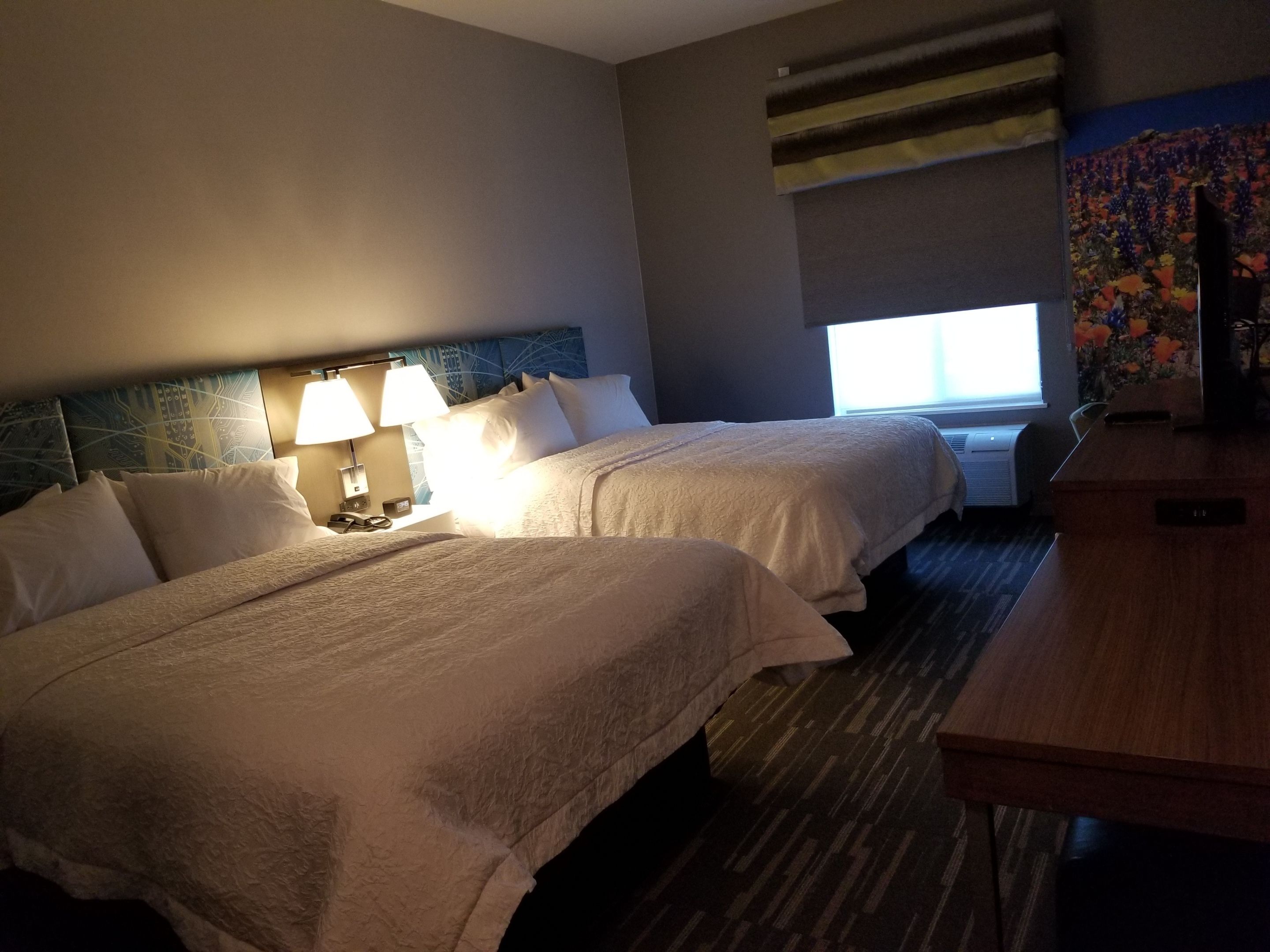 desk, blackout curtains, iron/ironing board, free cots/infant beds