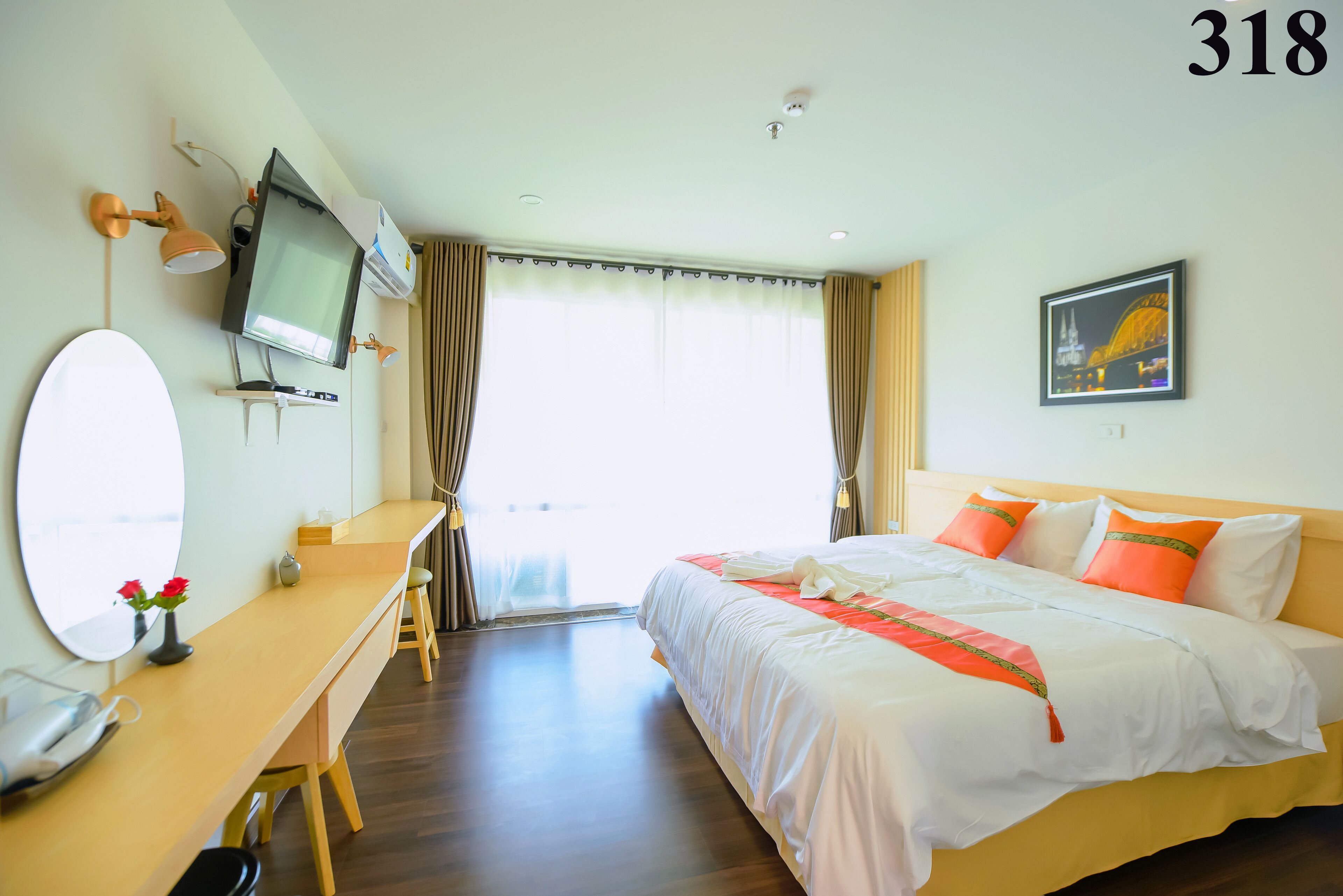 superior room, 1 king bed, refrigerator | in-room safe, individually decorated, desk, laptop workspace