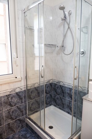 Apartment, 1 Bedroom | Bathroom shower - New, Spacious, Bright, Elegant Loft Apartment With Balcony. Opposite the Hospital S. Orsola (Bologna)