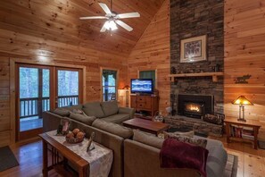 TV, fireplace